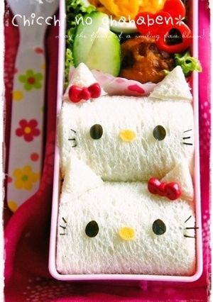 ＊キャラ弁＊キティちゃんサンドイッチ♡-レシピのメイン写真