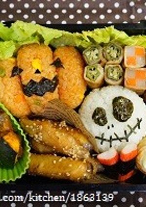 ハロウィンに♪Wジャックおにぎりのお弁当-レシピのメイン写真
