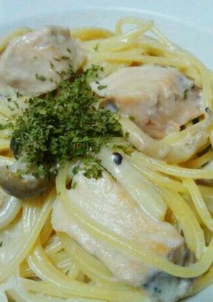 鮭としめじのミルクスープスパ♡-レシピのメイン写真
