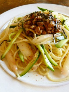 新生姜漬けときゅうりの和風納豆パスタ-レシピのメイン写真