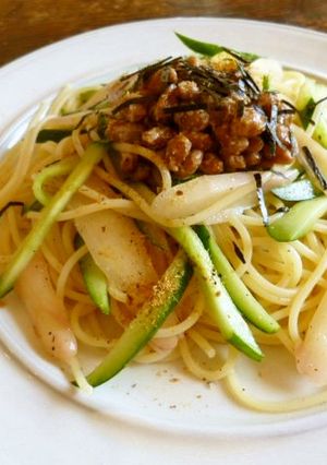 新生姜漬けときゅうりの和風納豆パスタ-レシピのメイン写真