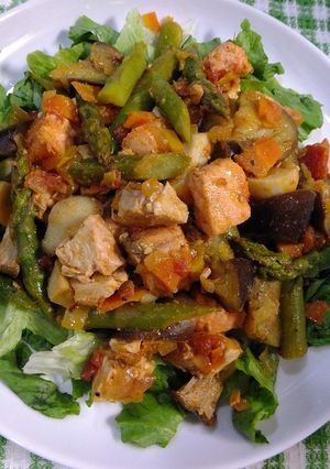 鶏ムネ肉とサーモンのトマト檸檬-レシピのメイン写真