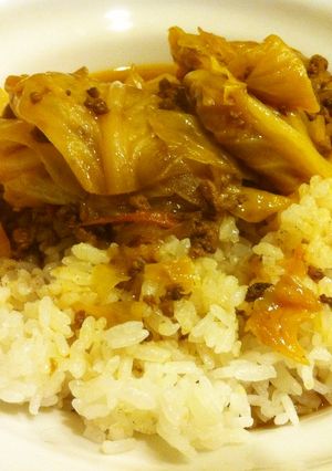 ご飯にぶっかけ！キャベツのミートソース煮-レシピのメイン写真