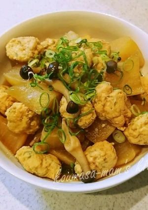 鶏つくねとしめじの煮もの-レシピのメイン写真