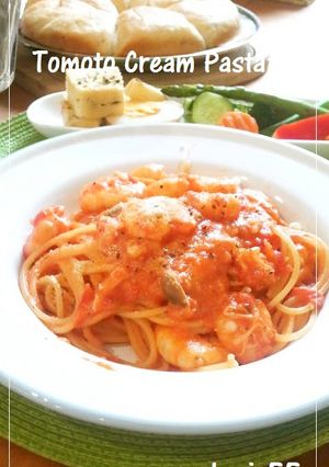 ◆海老好きのトマトクリ−ムパスタ◆-レシピのメイン写真
