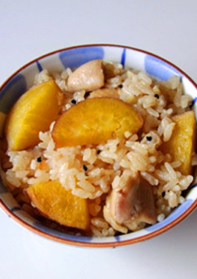 冷え症対策!さつまいもと鶏の炊き込みご飯-レシピのメイン写真