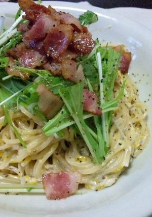 菊とシーチキンのマヨマスタードパスタ-レシピのメイン写真