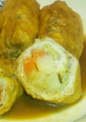 くるくる油揚げのカレー煮込み-レシピのメイン写真