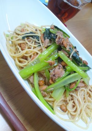 作り方もこの順で。コマツナットウなパスタ-レシピのメイン写真