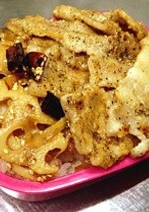 激辛蓮根金平＆塩麹サムギョプサル弁当-レシピのメイン写真