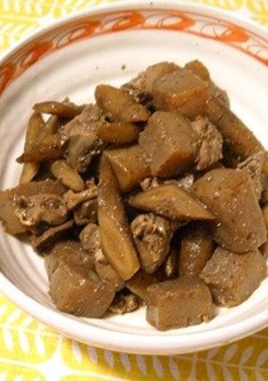 鶏レバーと牛蒡と蒟蒻の煮物・山椒風味-レシピのメイン写真