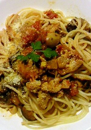 ナスと鶏肉のトマトソースパスタ-レシピのメイン写真