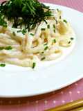 レンジで簡単ランチ＊明太クリームうどん