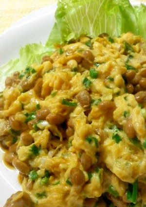 形を作らない簡単！納豆オムレツ-レシピのメイン写真