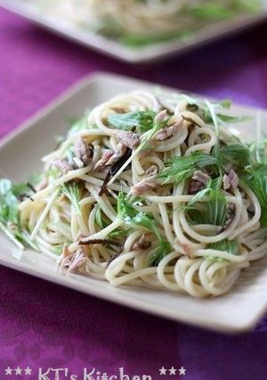 塩昆布梅わさび味★水菜とツナのパスタ-レシピのメイン写真