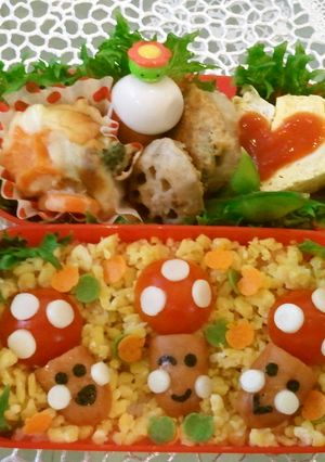 きのこキャラ弁-レシピのメイン写真