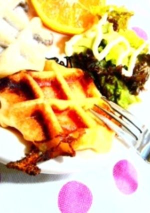 お豆腐モッフル:）（ハム×チーズ）-レシピのメイン写真