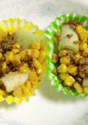 お弁当のおかずに、コーンと挽き肉いため-レシピのメイン写真