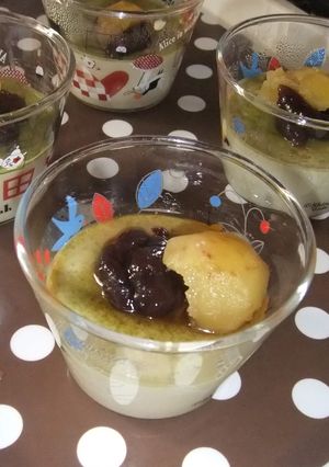 豆乳なめらか抹茶プリン・栗＆つぶあん乗せ-レシピのメイン写真