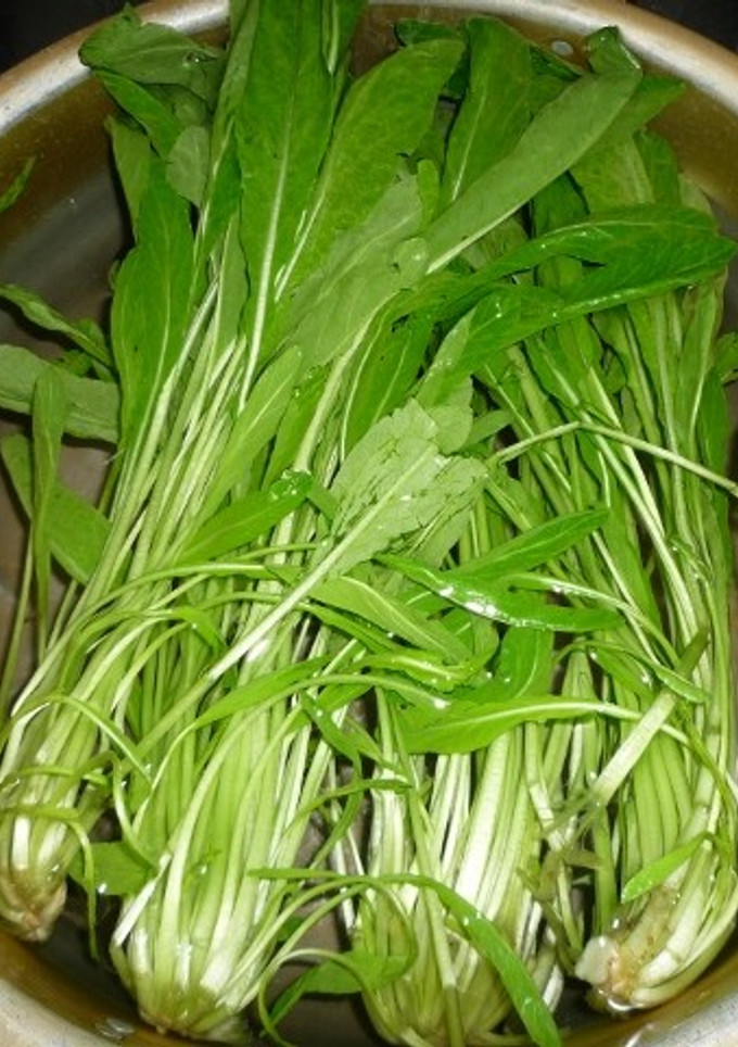 京野菜の定番、壬生菜の切り方　京都カフェ-レシピのメイン写真