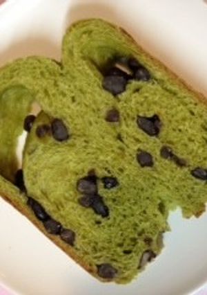 ＨＢで簡単！抹茶と甘納豆の食パン♪-レシピのメイン写真