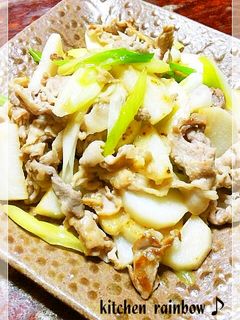 豚肉と長芋と白ネギの塩麹バター炒め☆-レシピのメイン写真