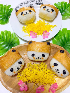 可愛い帽子のお稲荷パンダ♪弁当やランチに-レシピのメイン写真