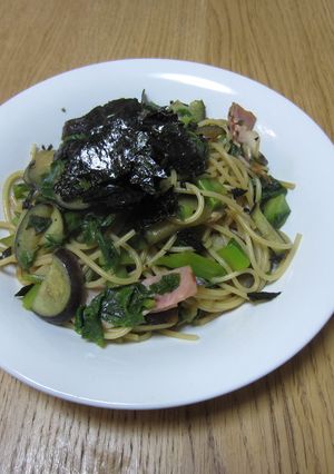 モロヘイヤとベーコンのパスタ-レシピのメイン写真