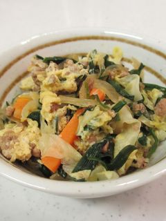 ひき肉と卵の野菜炒め(こうや入り)♪。-レシピのメイン写真