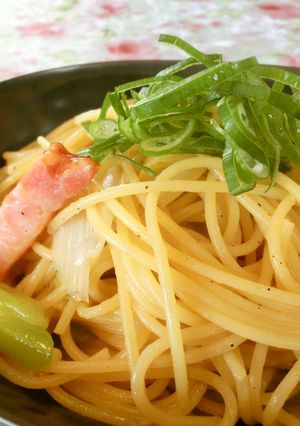 旨~い♪厚切りベーコンと長葱のパスタ☆-レシピのメイン写真