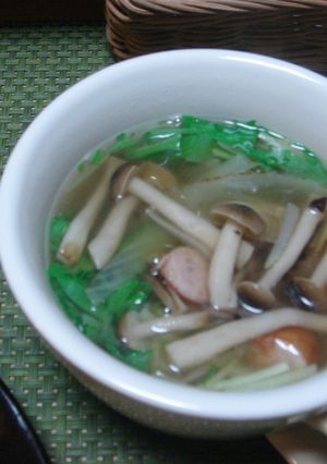 簡単！水菜ときのこのスープ-レシピのメイン写真