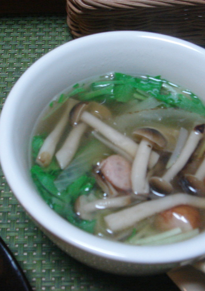 簡単！水菜ときのこのスープ-レシピのメイン写真