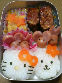 簡単!ハローキティ&キャシーのキャラ弁!-レシピのメイン写真