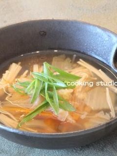 簡単☆豚しゃぶ茹で汁でピリ辛健康スープ-レシピのメイン写真