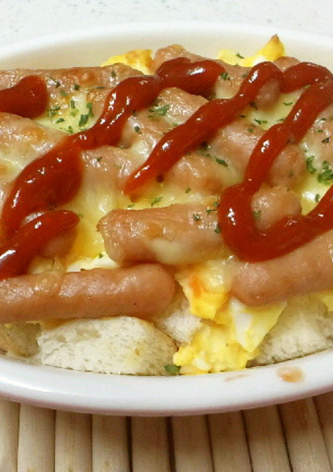 ゆで卵マヨとウィンナーのチーズ焼き-レシピのメイン写真