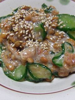 納豆・梅・胡瓜の和え物-レシピのメイン写真