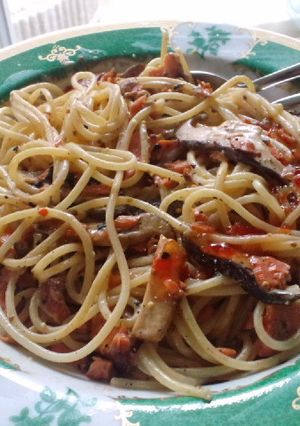 塩鮭のマヨパスタスイートチリソース風味-レシピのメイン写真