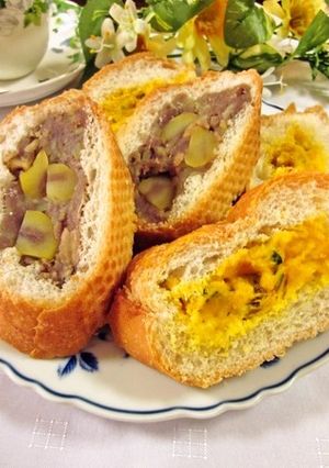 薩摩芋(南瓜）餡入り♡スタッフドバゲット-レシピのメイン写真