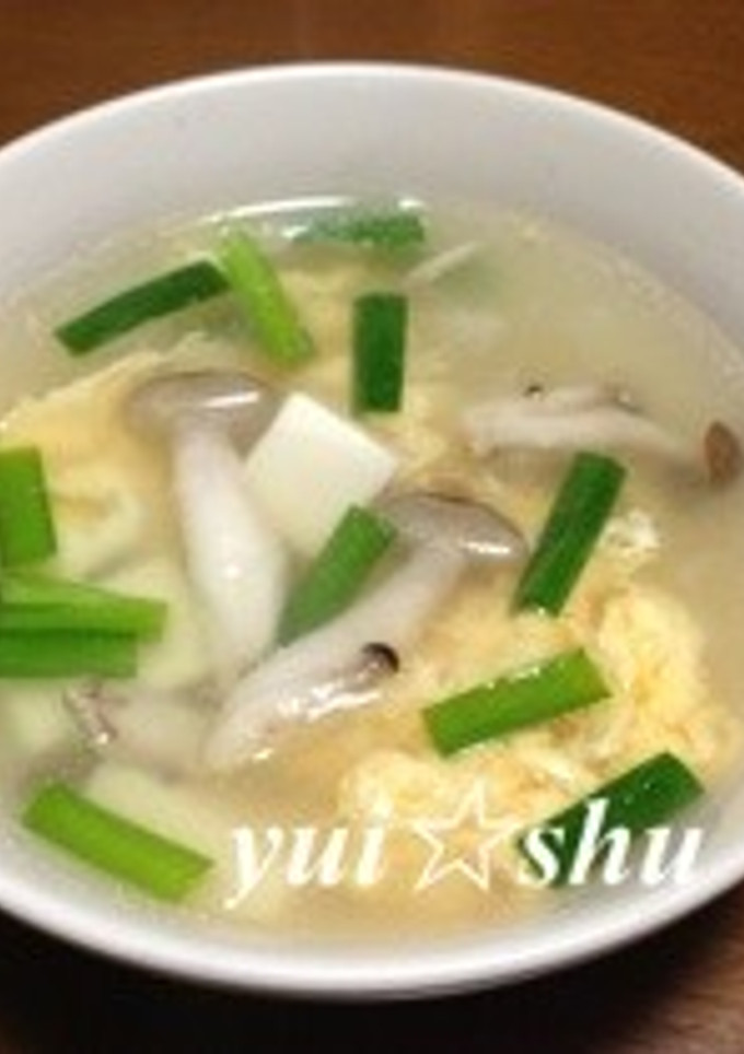 卵としめじと豆腐とはるさめとニラのスープ-レシピのメイン写真