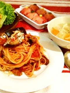 茄子のボロネーゼ風トマトパスタ-レシピのメイン写真