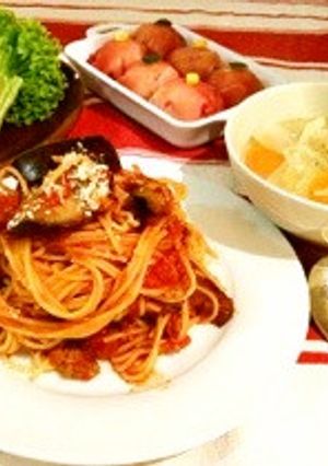茄子のボロネーゼ風トマトパスタ-レシピのメイン写真