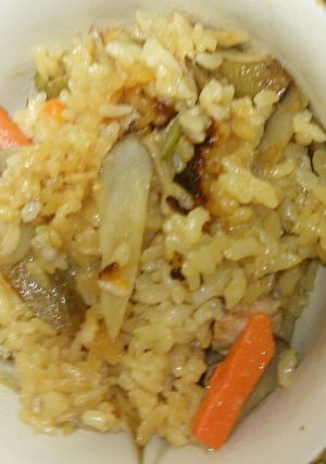 ロースかつ肉で炊き込みご飯-レシピのメイン写真