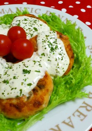 サーモンチーズバーグ＊バジルチーズソース-レシピのメイン写真