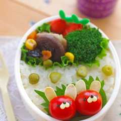 รูปของ 赤いトマトのうさちゃんのキャラ弁