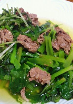 水菜と小松菜と牛肉のアッサリ煮-レシピのメイン写真