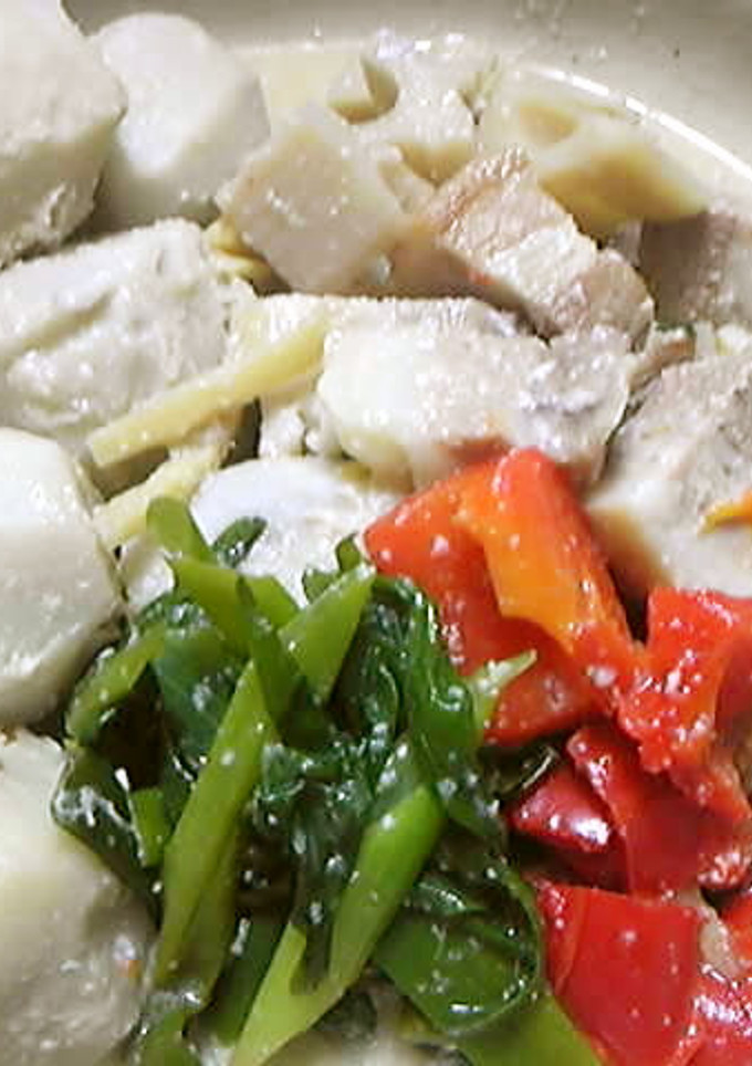 里芋と茹で豚のかす煮　-レシピのメイン写真