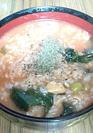 豆たっぷりツナトマト雑炊-レシピのメイン写真
