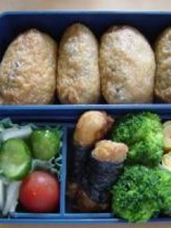 リサイクル料理でお弁当(ひじき入りごはんのおいなりさん)-レシピのメイン写真