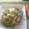 アスパラ菜で?! 蕎麦カルボナーラ