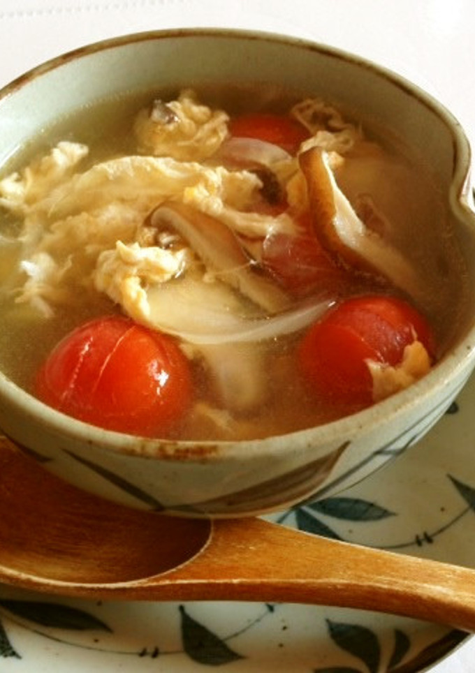 ５分でできる！しいたけとトマトのスープ-レシピのメイン写真